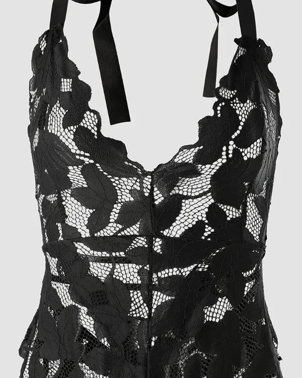 TankiniSkirt Halter Backless Sleeveless Lace Teddy 8 TankiniSkirt Halter Backless Sleeveless Lace Teddy - Image 8