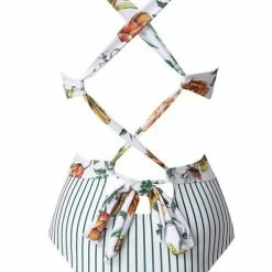 Miss Norst Printed Stitching Striped Cross One Piece -TankiniSkirt Shop 04db6ffced3520cb2396702001715138