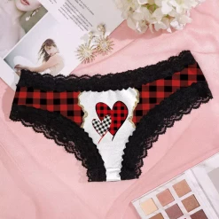 TankiniSkirt Valentine Plaid Heart Lace Splicing Panties -TankiniSkirt Shop 063f653485c521f6947af117f0a97064
