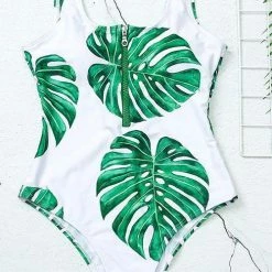 Miss Norst Leaf Print Zipper One Piece 9 Miss Norst Leaf Print Zipper One Piece -TankiniSkirt Shop 07d6210b89c683f5cf22d49000130d0d