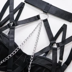 TankiniSkirt O-Ring Chain Decor Garter Lingerie Set -TankiniSkirt Shop 09e474c3c0542871812f84ffe2d33680