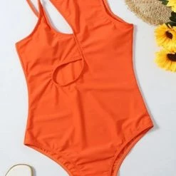 MySwimsuit Solid Cut Out One Piece Swimsuit -TankiniSkirt Shop 0bb181e4185bd5d57372d16dfd2f3ff6