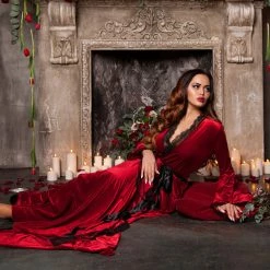 TankiniSkirt Velvet Lace Trim Tied Detail Longline Robe -TankiniSkirt Shop 0c16a9b3a7f9be3aa889feae0aaa76c8