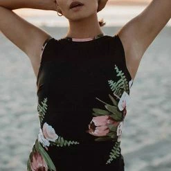 MySwimsuit One Piece Black And Floral Swimsuit