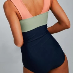 MySwimsuit Square Neck Pink Strap Colorblock One Piece Paradise -TankiniSkirt Shop 1a1beb503f4bc08f1f474df4e583e629