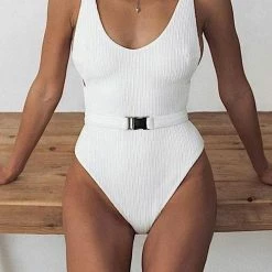 ShopMeLook V Neck Strapless With Belt One Piece