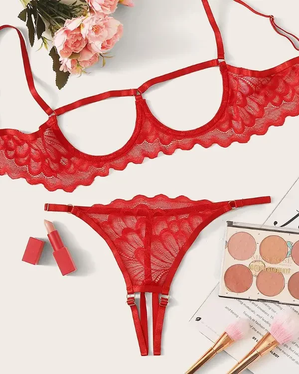 TankiniSkirt Crochet Lace Cutout Open Breast Lingerie Set 6 TankiniSkirt Crochet Lace Cutout Open Breast Lingerie Set - Image 6