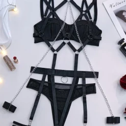 TankiniSkirt O-Ring Chain Decor Garter Lingerie Set -TankiniSkirt Shop 236a6f1c8c642325a73004186962c95e