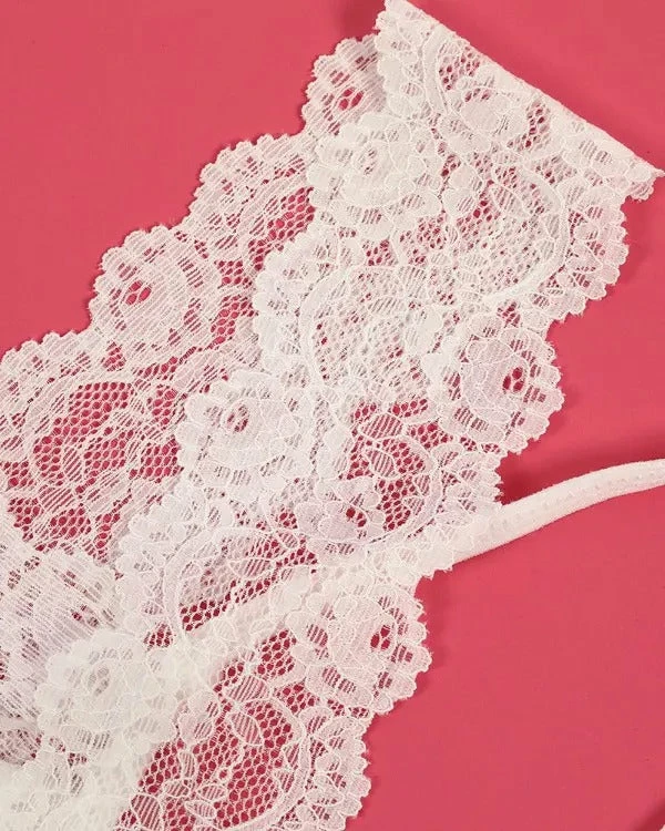 TankiniSkirt Cutout Contrast Lace Thong Panty 4 TankiniSkirt Cutout Contrast Lace Thong Panty - Image 4