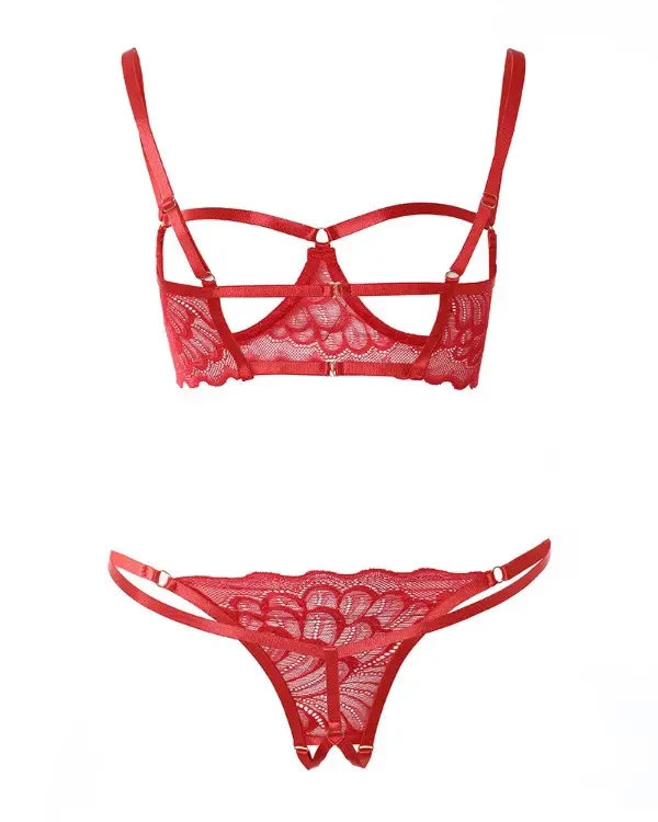 TankiniSkirt Crochet Lace Cutout Open Breast Lingerie Set 4 TankiniSkirt Crochet Lace Cutout Open Breast Lingerie Set - Image 4