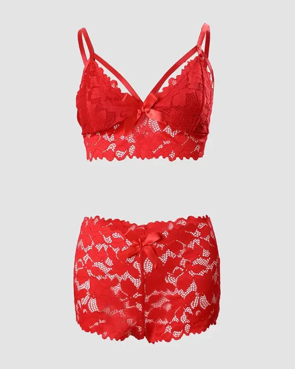 TankiniSkirt Bow Decor Lace Lingerie Set 6 TankiniSkirt Bow Decor Lace Lingerie Set - Image 6