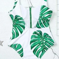 Miss Norst Leaf Print Zipper One Piece 8 Miss Norst Leaf Print Zipper One Piece -TankiniSkirt Shop 2f90dc82f08ab66daeaa3714287247b2