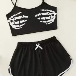 TankiniSkirt Skeleton Hand Camisole And Shorts Pajamas Set - Black -TankiniSkirt Shop 3a5a9a1242fae80fe06c986fe4829073 f38d83c8 90a4 414a 896f 3aec2c520f2c