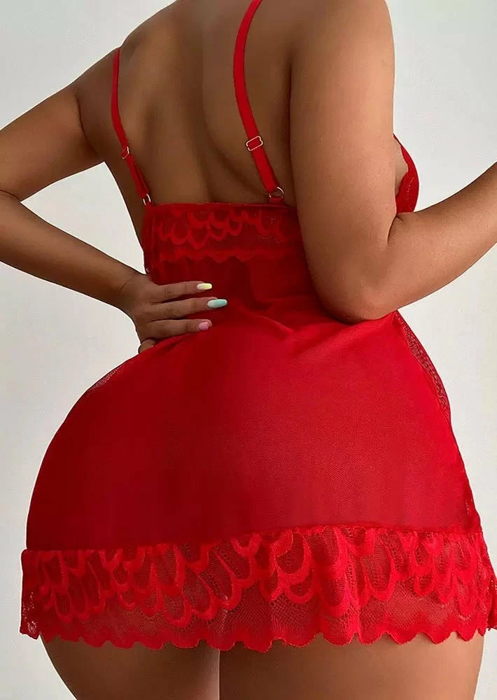 TankiniSkirt Lace See-Through Spaghetti Strap Lingerie Dress 5 TankiniSkirt Lace See-Through Spaghetti Strap Lingerie Dress - Image 5