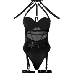 TankiniSkirt Halter Backless Sheer Mesh Garter Teddy With Leg Rings -TankiniSkirt Shop 3b1c29e16768e90096deb165931f62b2