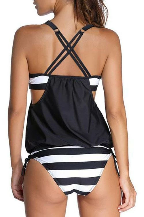 FloruitShow Stripes Lined Up Double Up Tankini Swimsuit 2 FloruitShow Stripes Lined Up Double Up Tankini Swimsuit - Image 2