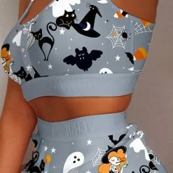 TankiniSkirt Halloween Graphic Print Lettuce Trim Cami Set 7 TankiniSkirt Halloween Graphic Print Lettuce Trim Cami Set -TankiniSkirt Shop 3f12f9c1aeb032b5d790a6870c09be33