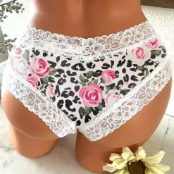 TankiniSkirt Valentine Leopard Rose Lace Splicing Panties