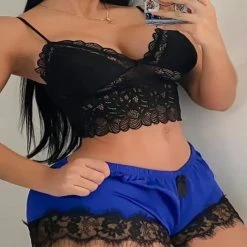 TankiniSkirt Eyelash Crochet Lace Satin Cami Set