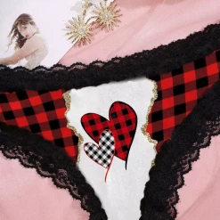 TankiniSkirt Valentine Plaid Heart Lace Splicing Panties -TankiniSkirt Shop 5130fd900403d95cb020f3f482c7b85e