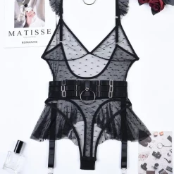 TankiniSkirt Backless Sheer Mesh Garter Teddy With Choker -TankiniSkirt Shop 5610911ce050674d33b255f816957645