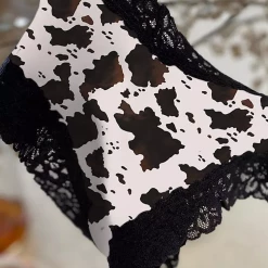 TankiniSkirt Cow Lace Splicing Panties - Black -TankiniSkirt Shop 582f0c12dcb7d599fa291bf1985fa831