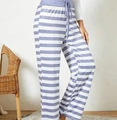 TankiniSkirt Women Plus Size Striped Brief Style Drawstring Waist Loose Daily Home