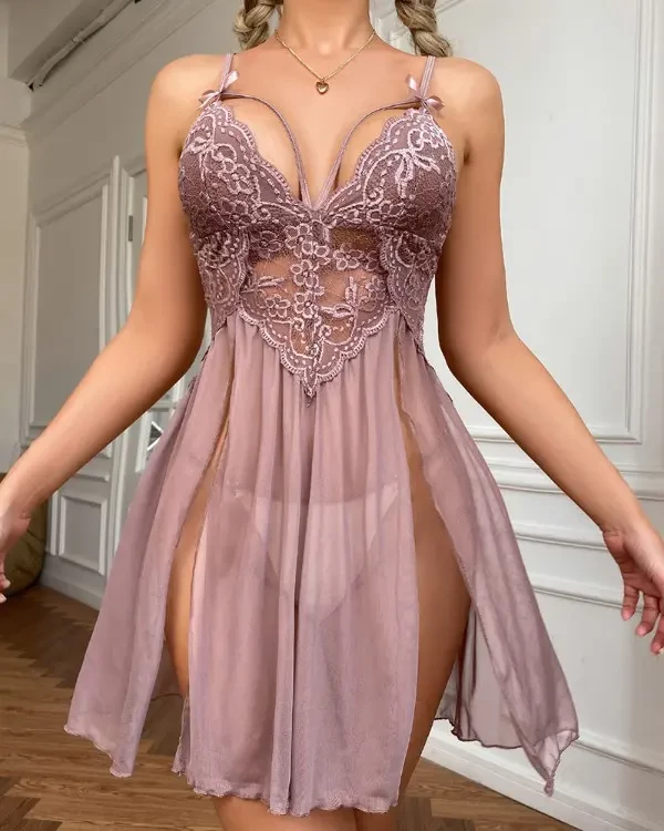 TankiniSkirt Side Slit Cutout Crochet Lace Mesh Babydoll 13 TankiniSkirt Side Slit Cutout Crochet Lace Mesh Babydoll - Image 13