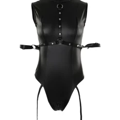 TankiniSkirt O Neck Cutout Bondage Crotchless PU Leather Teddy -TankiniSkirt Shop 67ae6fe613e3fd927acff3a0cea4b30c