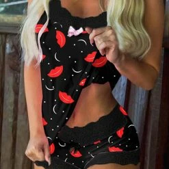 TankiniSkirt Moon Star Lace Splicing Camisole Shorts Pajamas Set - Deep Blue -TankiniSkirt Shop 690a079778f13ce540f3b7b5cb892e5a 173a1cf3 a73c 4988 96ee 5dbce903284a