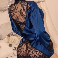 TankiniSkirt Eyelash Crochet Lace Satin Robe