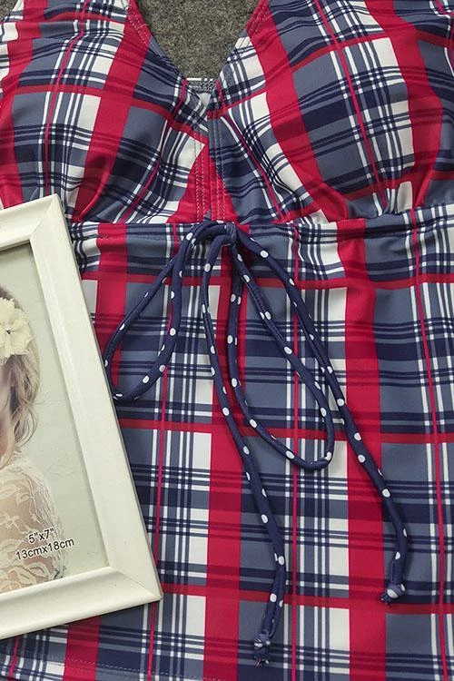 Miss Norst Print Grid Knot Tankini 6 Miss Norst Print Grid Knot Tankini - Image 6