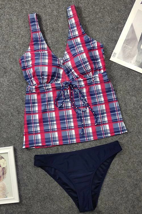 Miss Norst Print Grid Knot Tankini 5 Miss Norst Print Grid Knot Tankini - Image 5