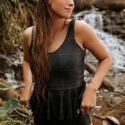 MySwimsuit Black Plaid U-neck Tankini