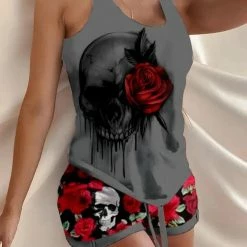 TankiniSkirt Skull Rose Print Drawstring Pajamas Set -TankiniSkirt Shop 82b5f83d8a2e73e289c25b3e336d4c34 f47eb262 8710 4f7f b3b8 d4335e180509