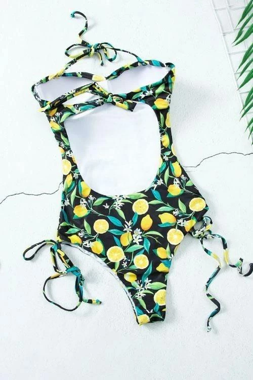 Miss Norst Lemon Print Bandage One Piece 4 Miss Norst Lemon Print Bandage One Piece - Image 4