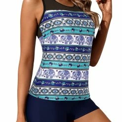 TankiniSkirt Blue Mandala Tankini With Shorts -TankiniSkirt Shop 8a714309964068272ebcd041ced1fe63