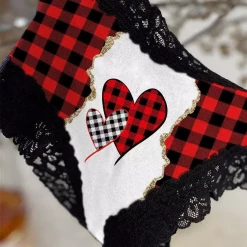 TankiniSkirt Valentine Plaid Heart Lace Splicing Panties -TankiniSkirt Shop 8b0edba1c298fda8ad333edfc564347d