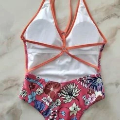 Miss Norst Back Knitted Halter Print One Piece -TankiniSkirt Shop 8d9f6f463d0b88bb36c7b50eaf324a5a