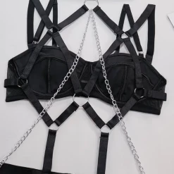 TankiniSkirt O-Ring Chain Decor Garter Lingerie Set -TankiniSkirt Shop 933f0c11d8bca8e8a70b97c5a948d317