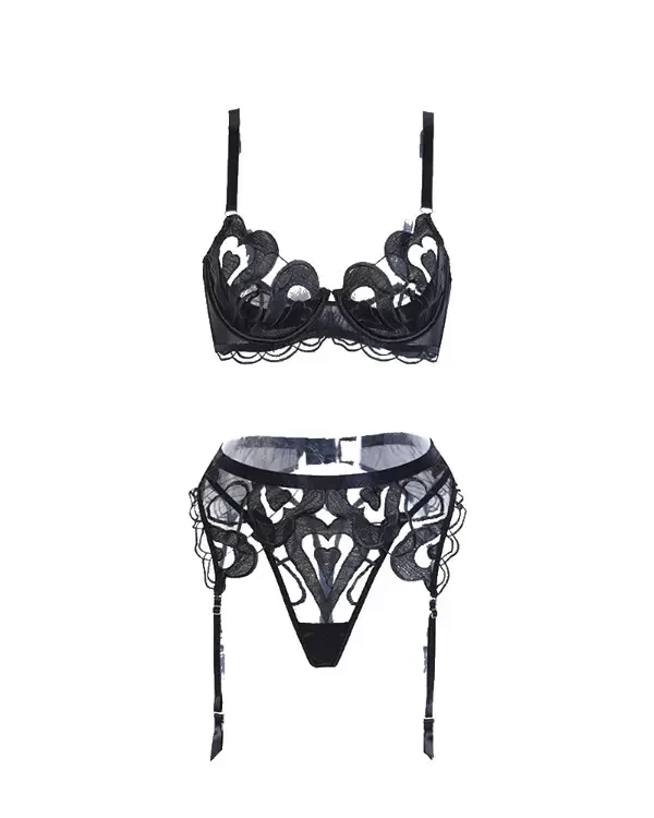 TankiniSkirt 3PCS Embroidery Lace Garter Lingerie Set 7 TankiniSkirt 3PCS Embroidery Lace Garter Lingerie Set - Image 7