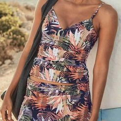 MySwimsuit Ruched Swim Floral Print Tankini Set Swimsuit