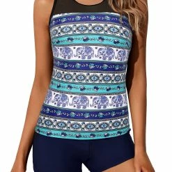 TankiniSkirt Blue Mandala Tankini With Shorts -TankiniSkirt Shop 95c5664a9e54752374626c988e6633ce