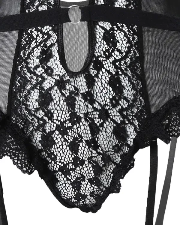 TankiniSkirt Cutout Backless Lace Garter Teddy With Leg Rings 6 TankiniSkirt Cutout Backless Lace Garter Teddy With Leg Rings - Image 6