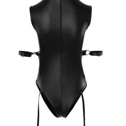 TankiniSkirt O Neck Cutout Bondage Crotchless PU Leather Teddy -TankiniSkirt Shop 98809486d479a0a1b899e2b00052a4f9