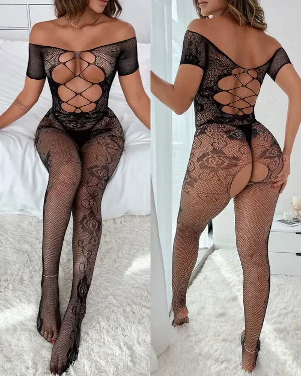 TankiniSkirt Cutout Backless Crotchless Fishnet Bodystockings 6 TankiniSkirt Cutout Backless Crotchless Fishnet Bodystockings - Image 6