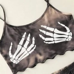 TankiniSkirt Skeleton Hand Tie Dye Camisole And Shorts Pajamas Set - Brown -TankiniSkirt Shop 9c2b28fd502f6c5823312afc0b6ba409