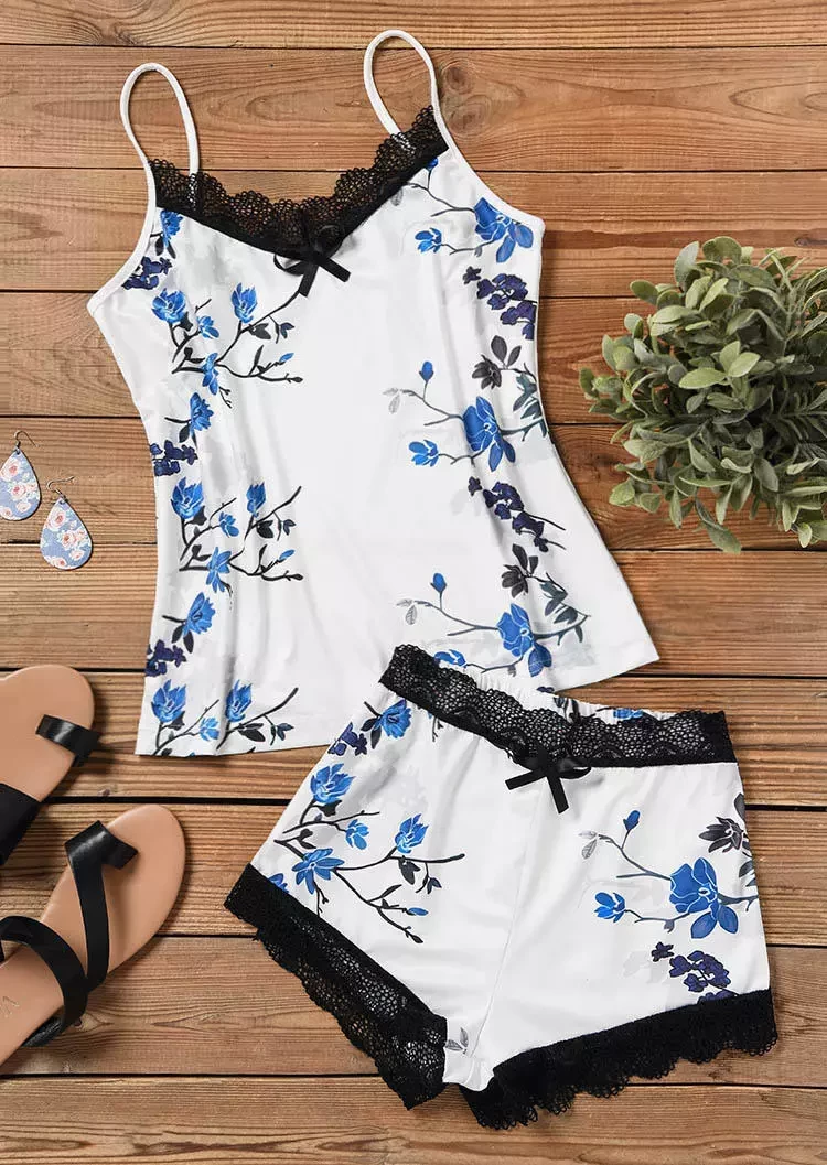 TankiniSkirt Floral Lace Splicing Camisole And Shorts Pajamas Set 2 TankiniSkirt Floral Lace Splicing Camisole And Shorts Pajamas Set - Image 2