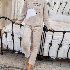 TankiniSkirt Letter Cartoon Embroidery Fluffy Pajamas Set