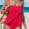 TankiniSkirt Casual Cozy Strapless Asymmetric Tankini